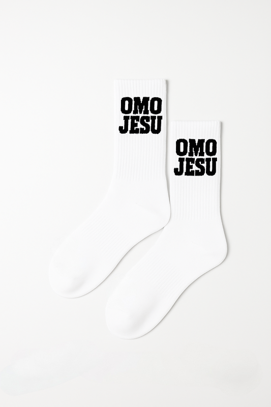 OMO JESU Ribbed Crew Socks – White